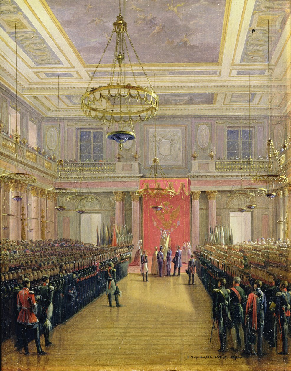 Tronföljarens ed Alexander II Nickolaevich i Vinterpalatset, 1837 (olja på kartong) av Grigori Grigor
