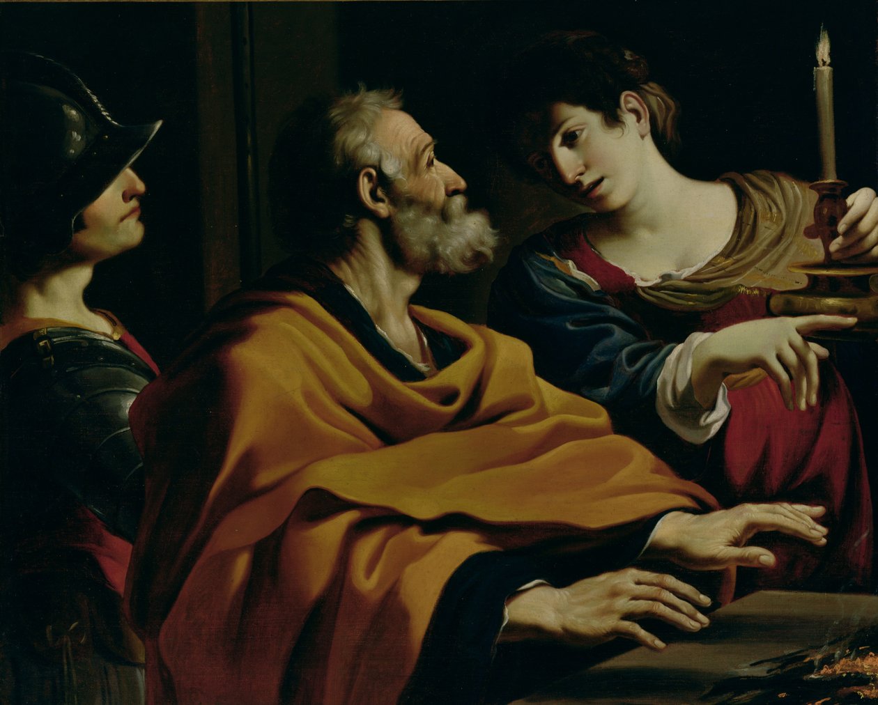 Förnekelsen av St. Peter av Giovanni Francesco Barbieri