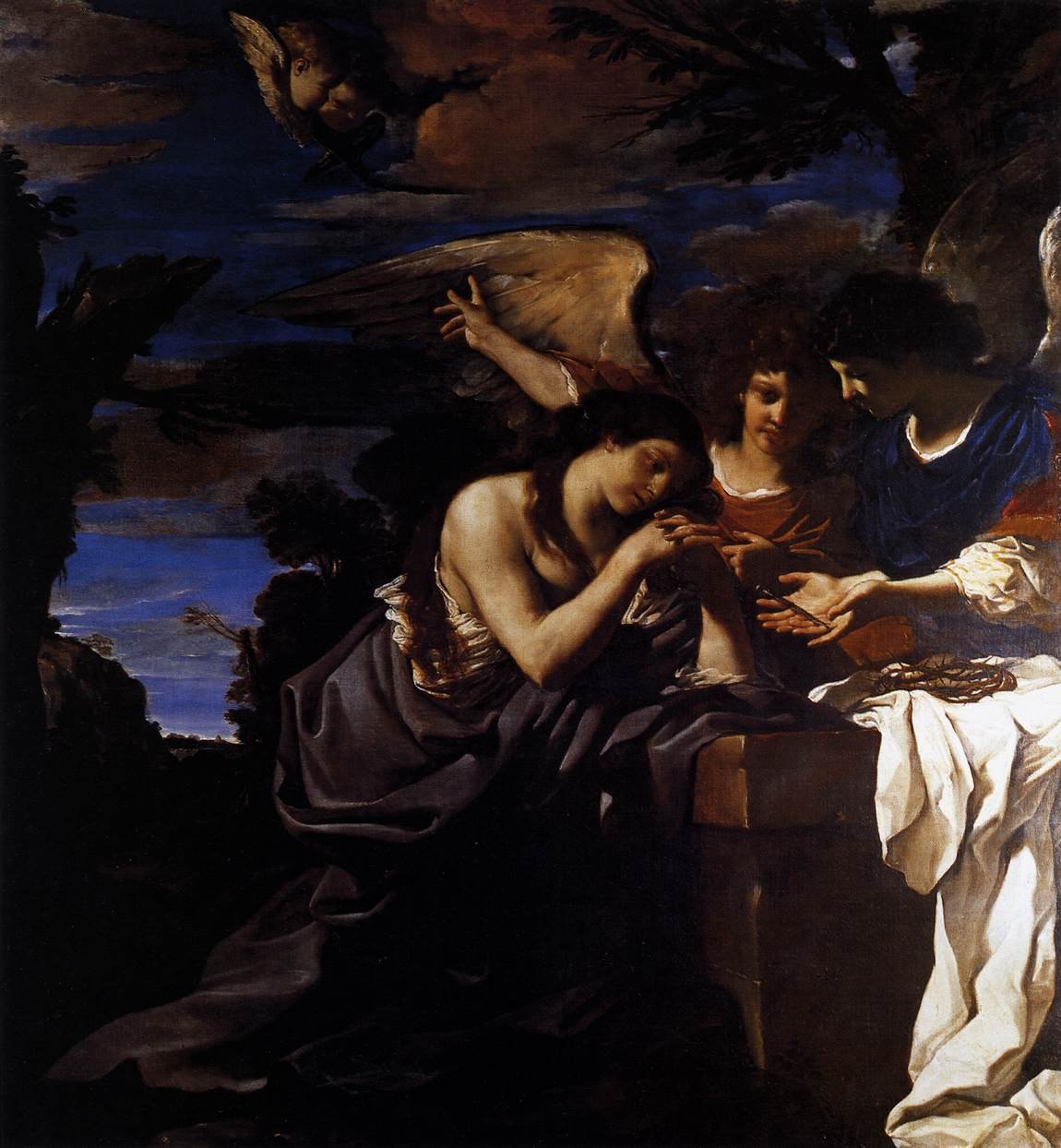 Magdalen and Two Angels av Giovanni Francesco Barbieri