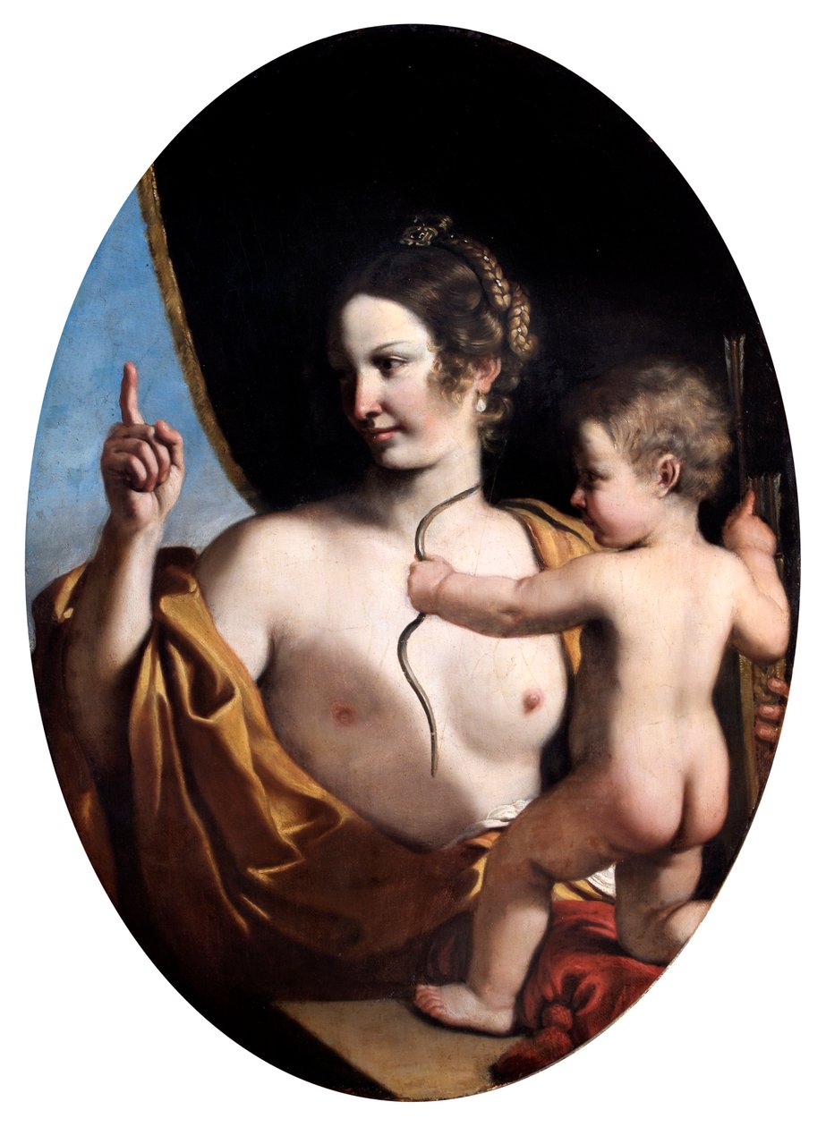 Venus och Amor av Guercino (1591 1666)