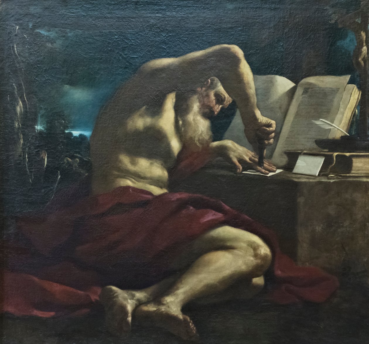 Sankt Lukas av Guercino (1591 1666) (studio)