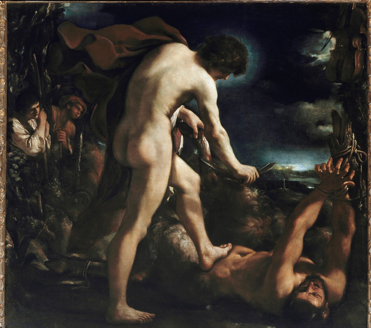 Apollo och Marsyas (olja på duk). av Guercino