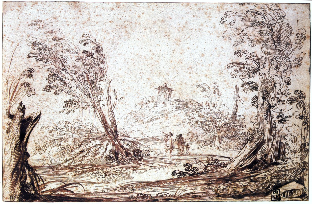 Landskap, 1600-talet av Guercino