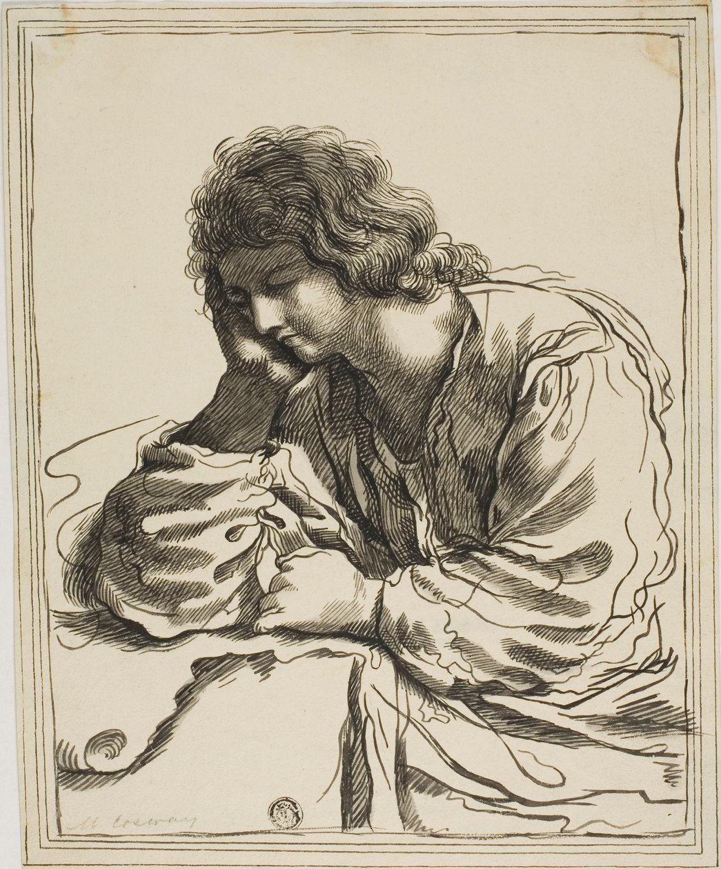 Sankt Johannes evangelisten i meditation av Guercino