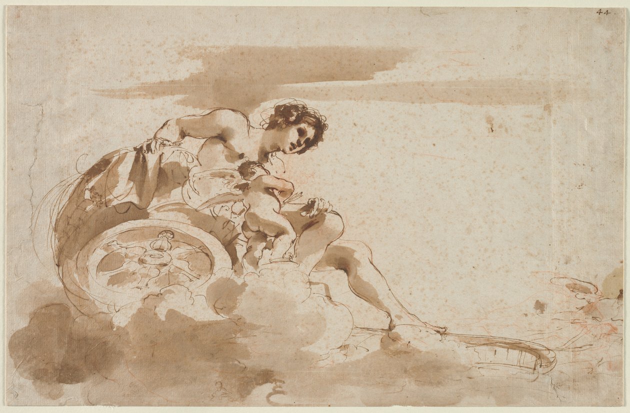 Venus och Amor i en vagn, 1615-1617. av Guercino