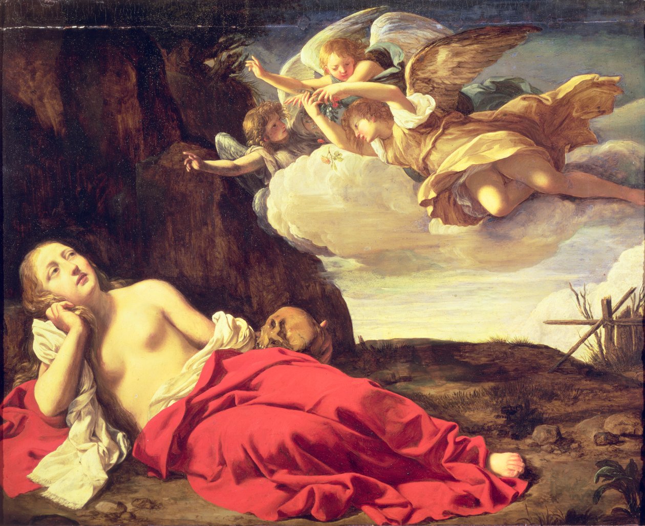 Ångerfulla Maria Magdalena (olja på tennbelagd koppar) av Guido Cagnacci