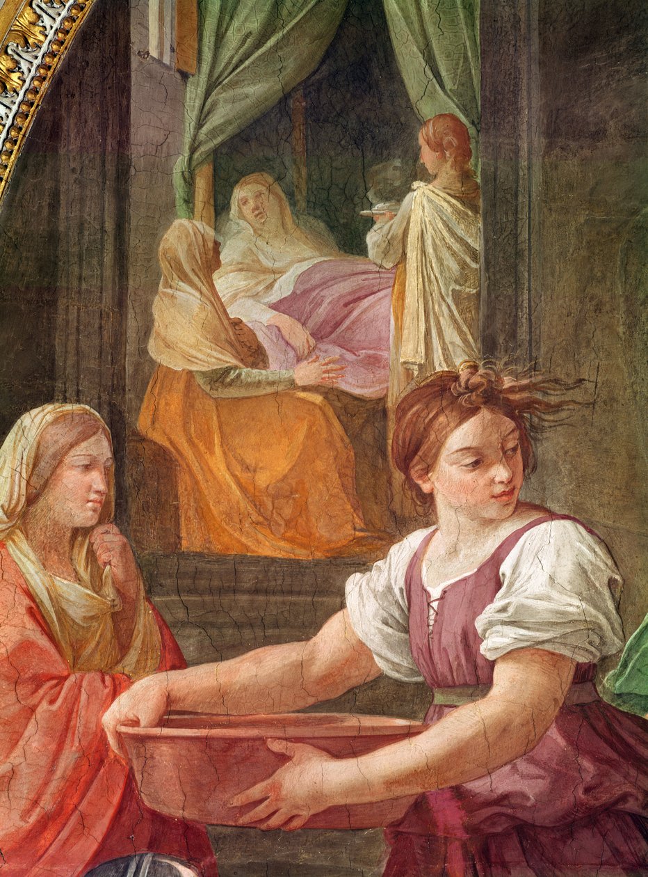 Jungfru Marias födelse (detalj av en grupp kvinnor runt Saint Anne), 1611 av Guido Reni