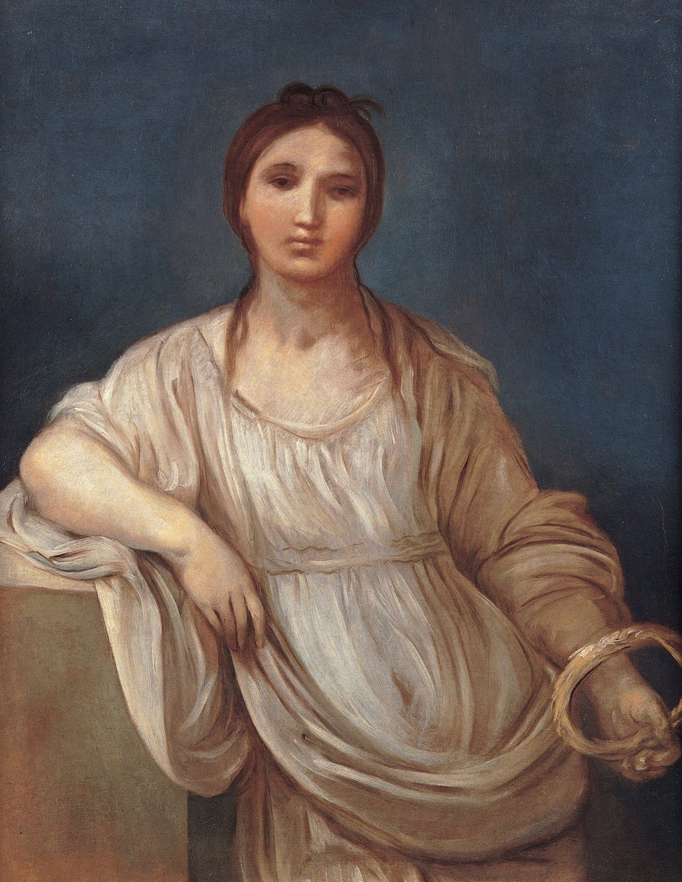 Porträtt av flicka med en krona av Guido Reni