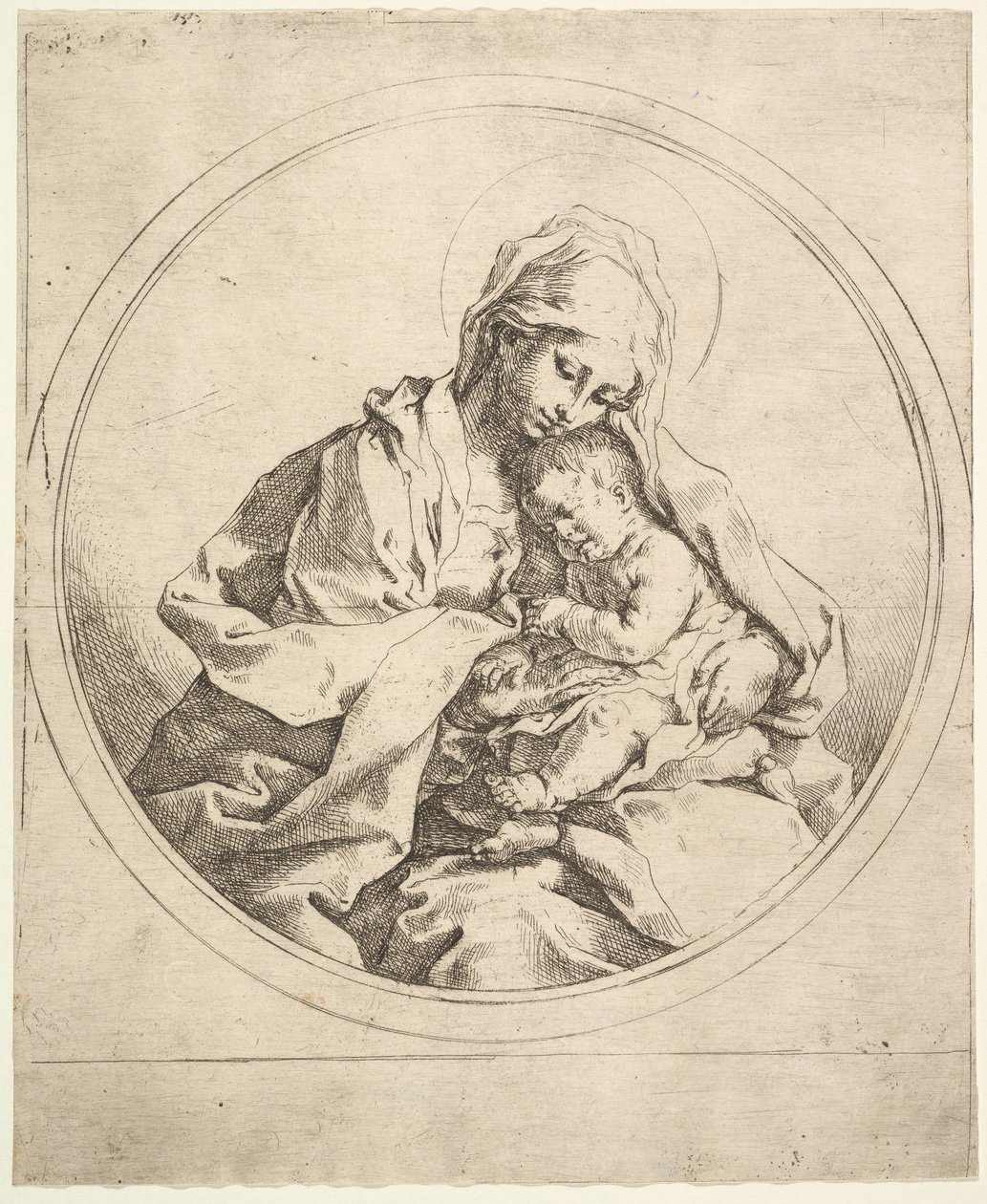 Madonnan och barnet i rundan. av Guido Reni