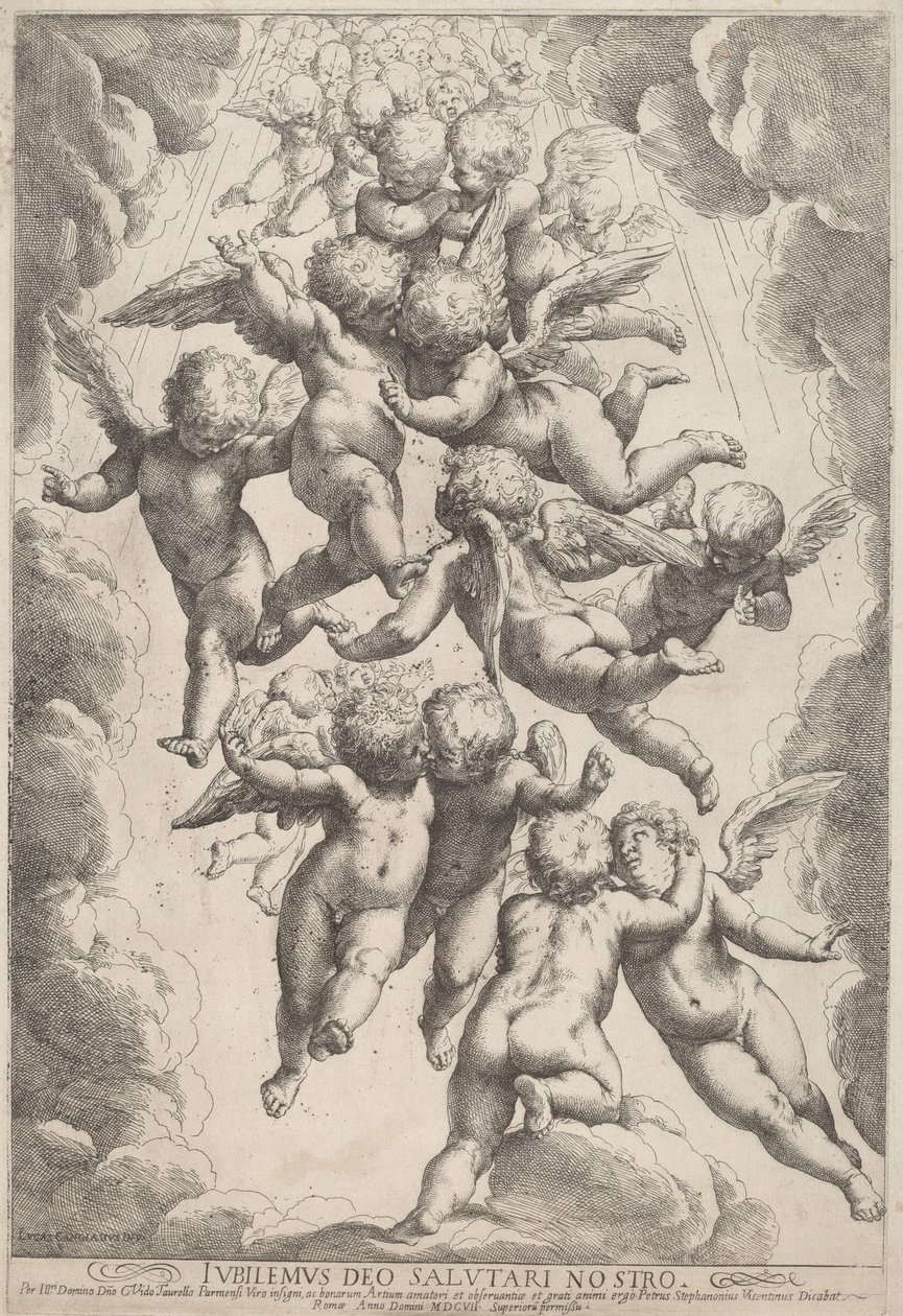 Änglar i ära av Guido Reni, after Luca Cambiaso