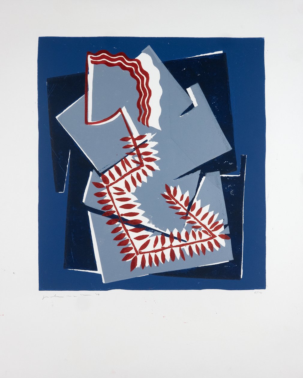 Kvinna med ormbunke Nº2, 2019 (linosnitt) av Guilherme Pontes