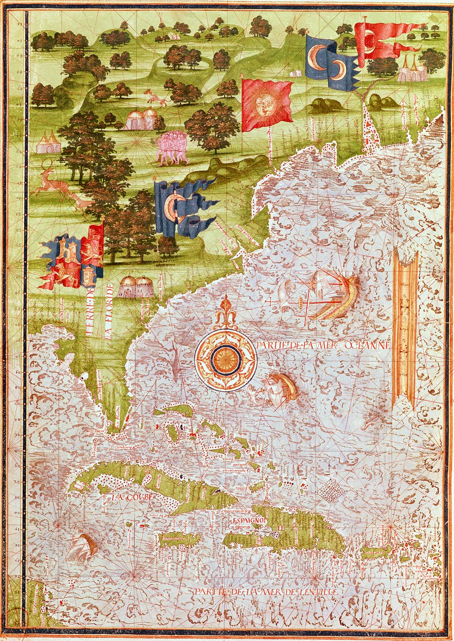 F.52v Karta över Florida och Antillerna, från 