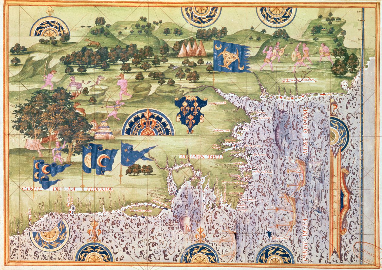 Fol.56v Karta över Florida, Kanada och Labrador, från 