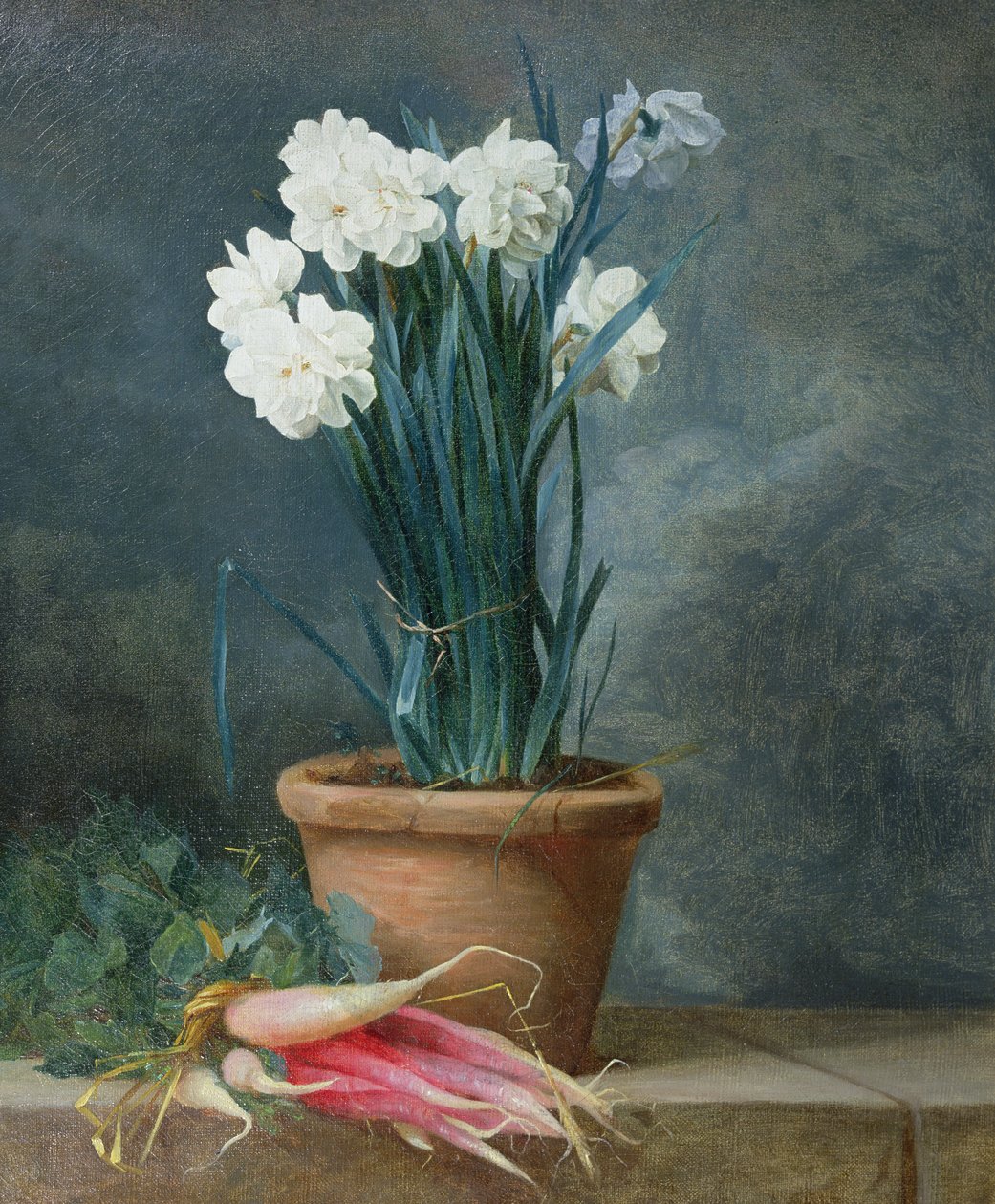 Stilleben av Narcissi i en terrakottakruka av Guillaume Thomas Raphael Taraval