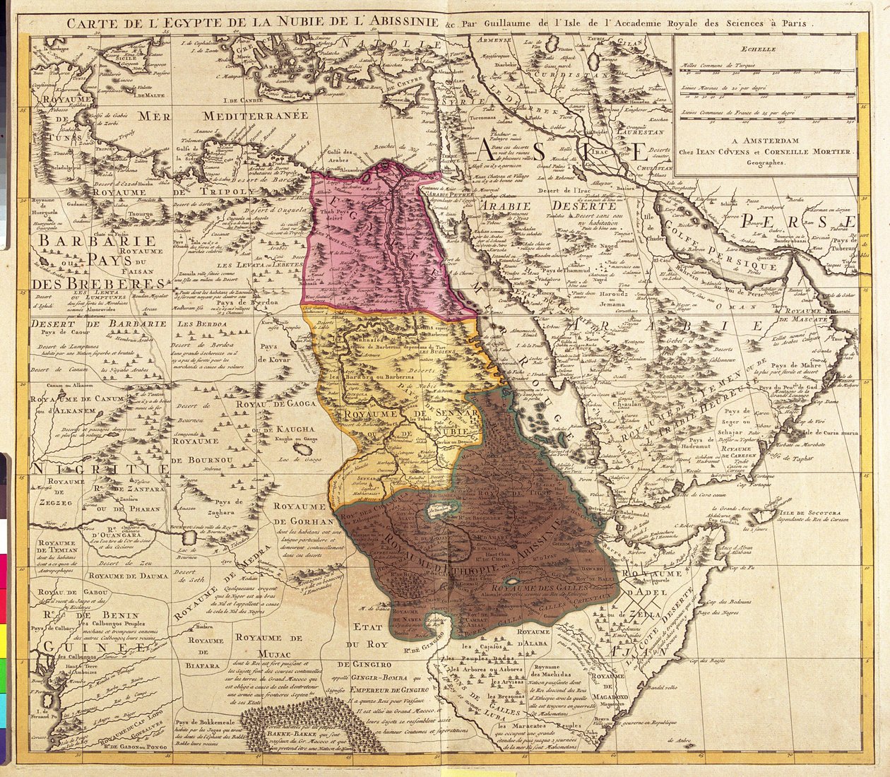Egypten, Sudan, Eritrea, Djibouti, Etiopien av Guillaume Delisle