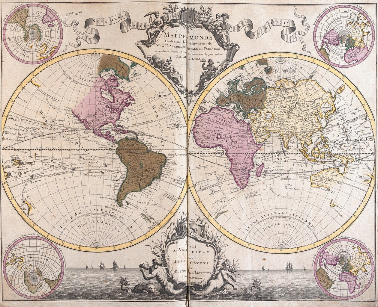 Planisphere World (etsning av Guillaume Delisle