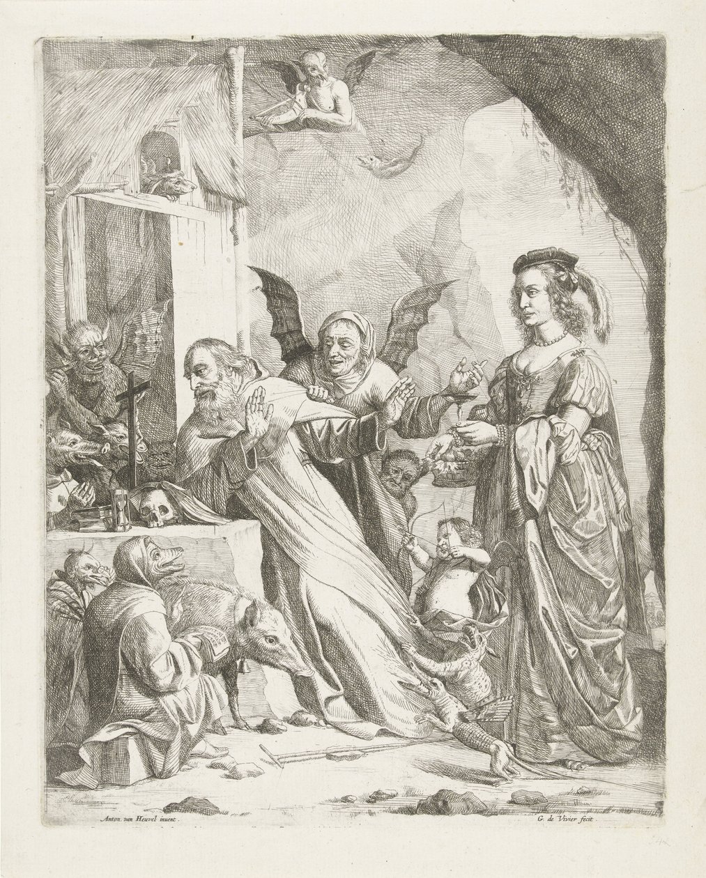 Frestelsen av St. Anthony av Guillaume Duvivier