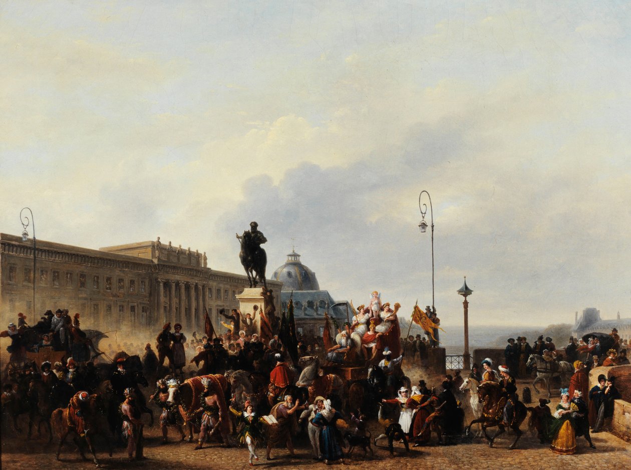 Maskerad på Pont Neuf av Guillaume Frederic Ronmy