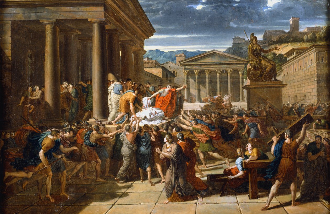 Caesars död, 44 f.Kr. c1780-1832. av Guillaume Lethiere