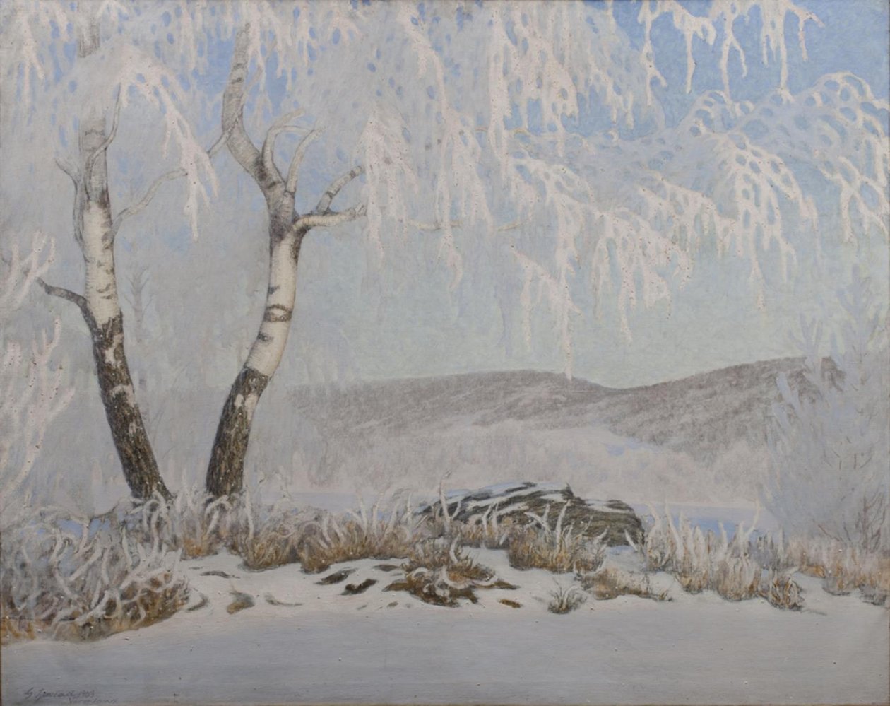 Vit frost i solsken av Gustaf Fjæstad