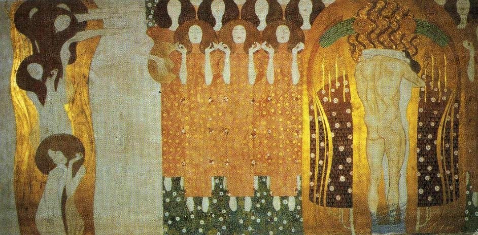  Die Kunste, der Chor und der Kuss av Gustav Klimt