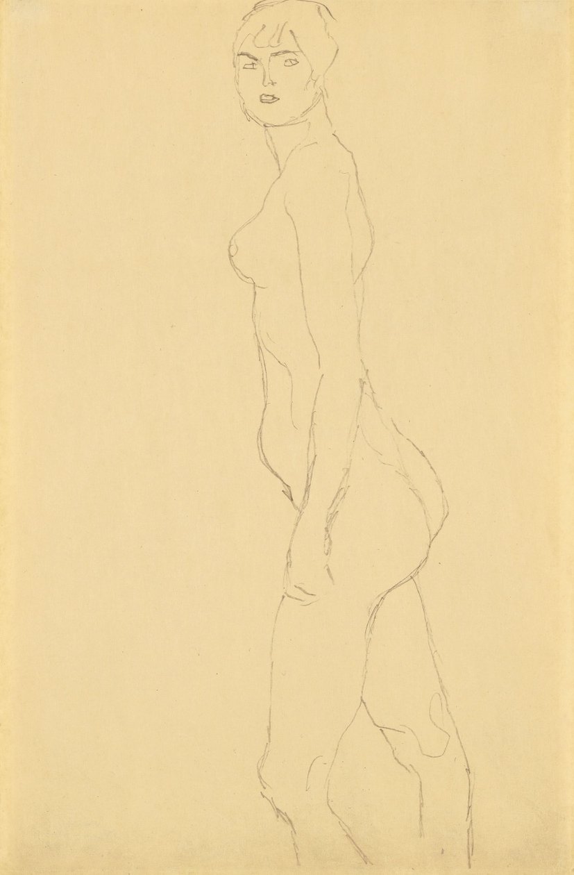 Akt nach links  av Gustav Klimt