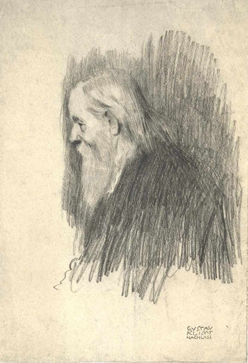 Brustbild eines Greises im Profil nach rechts av Gustav Klimt