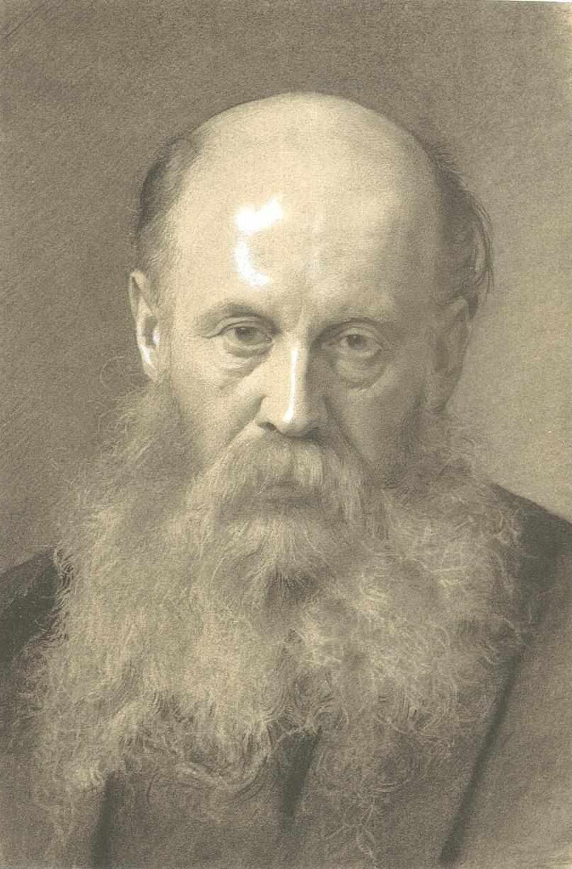 Brustbild eines bärtigen Mannes von vorne av Gustav Klimt