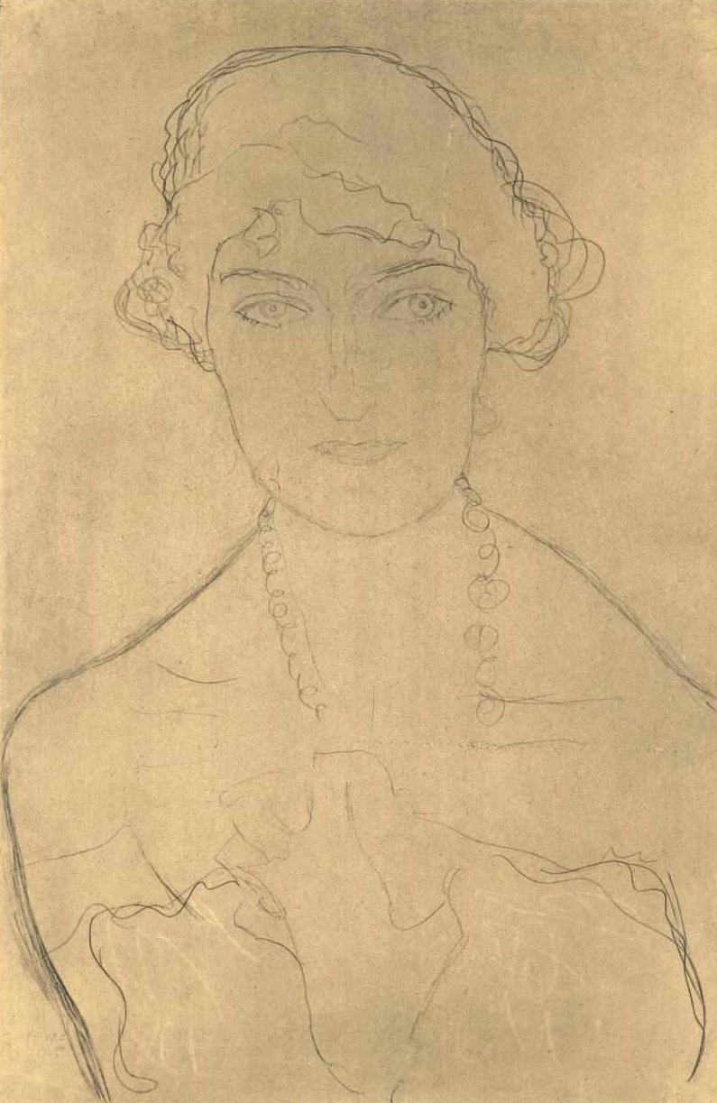 Brustbild von vorne mit Halskette av Gustav Klimt