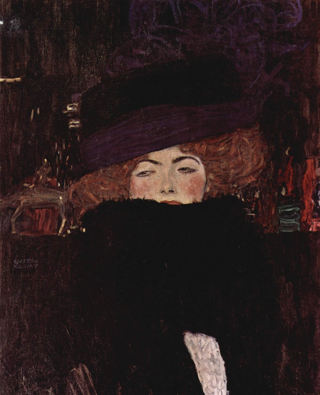Dame mit Hut und Federboa av Gustav Klimt