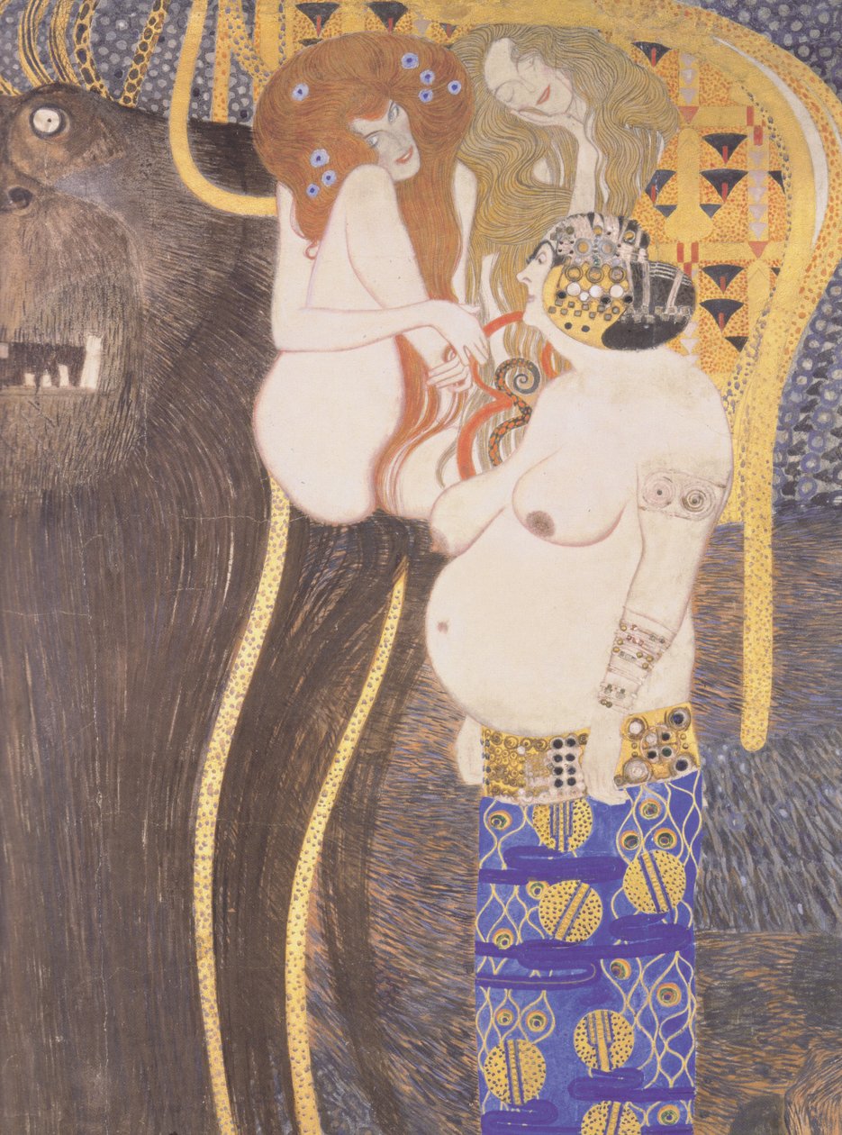 Die feindlichen Gewalten (Ausschnitt) av Gustav Klimt