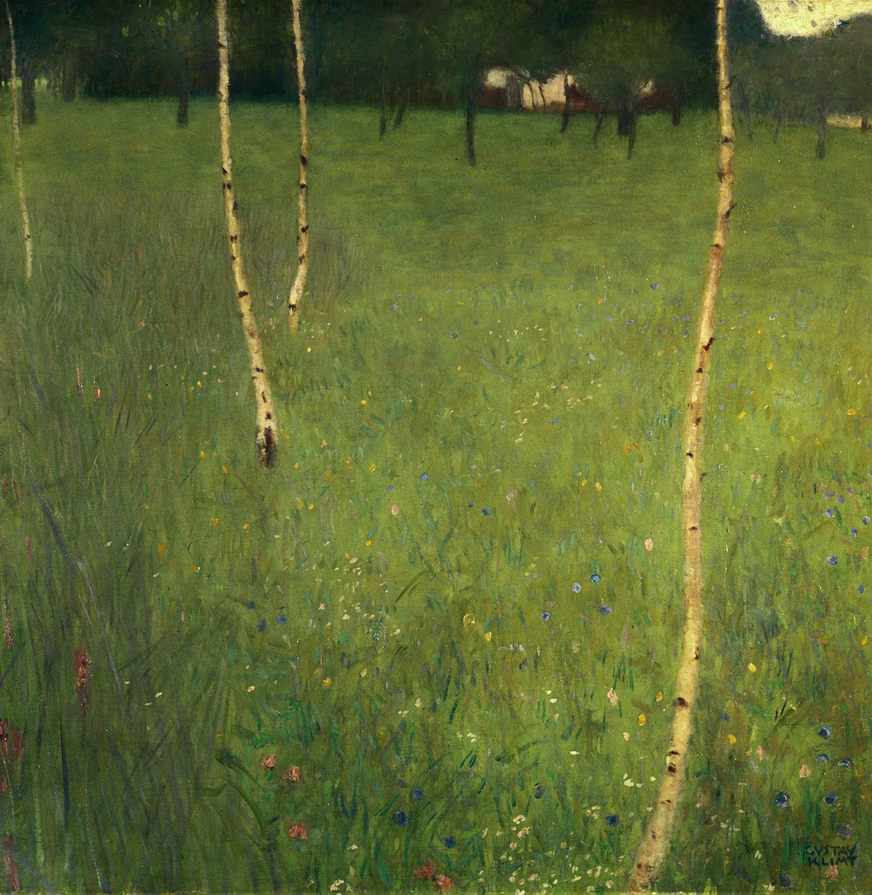 Bondgård med björkar, 1900 av Gustav Klimt