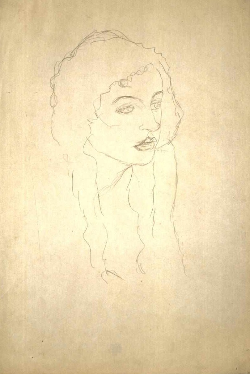 Frauenkopf im Dreiviertelprofil av Gustav Klimt