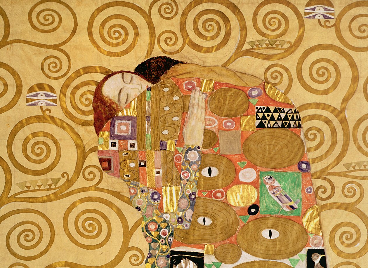 Uppfyllelse (Stoclet Frieze) c.1905-09 (tempera, wc) (detalj av 65884) av Gustav Klimt
