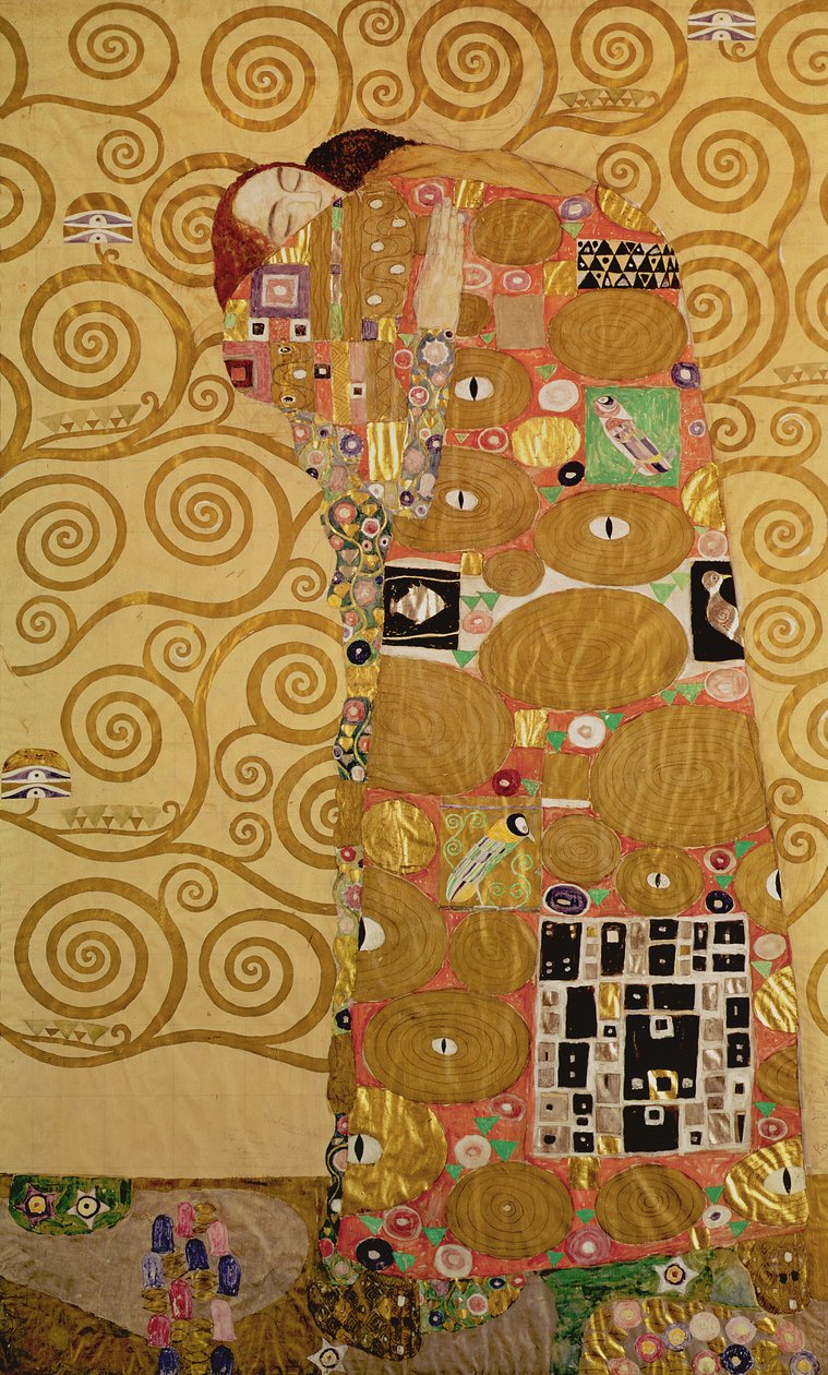 Uppfyllelse (Stoclet Frieze) c.1905-09 (tempera, wc) (se 259350 för detaljer) av Gustav Klimt
