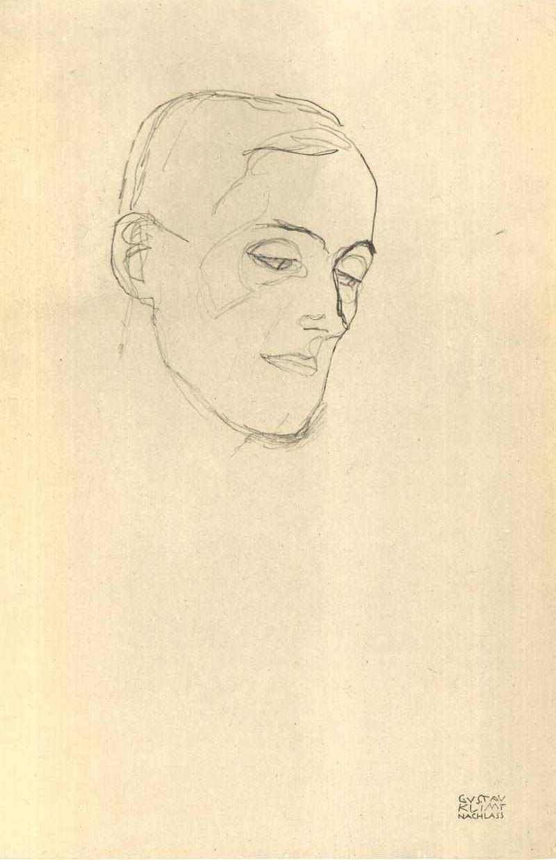 Kopfstudie im Dreiviertelprofil av Gustav Klimt