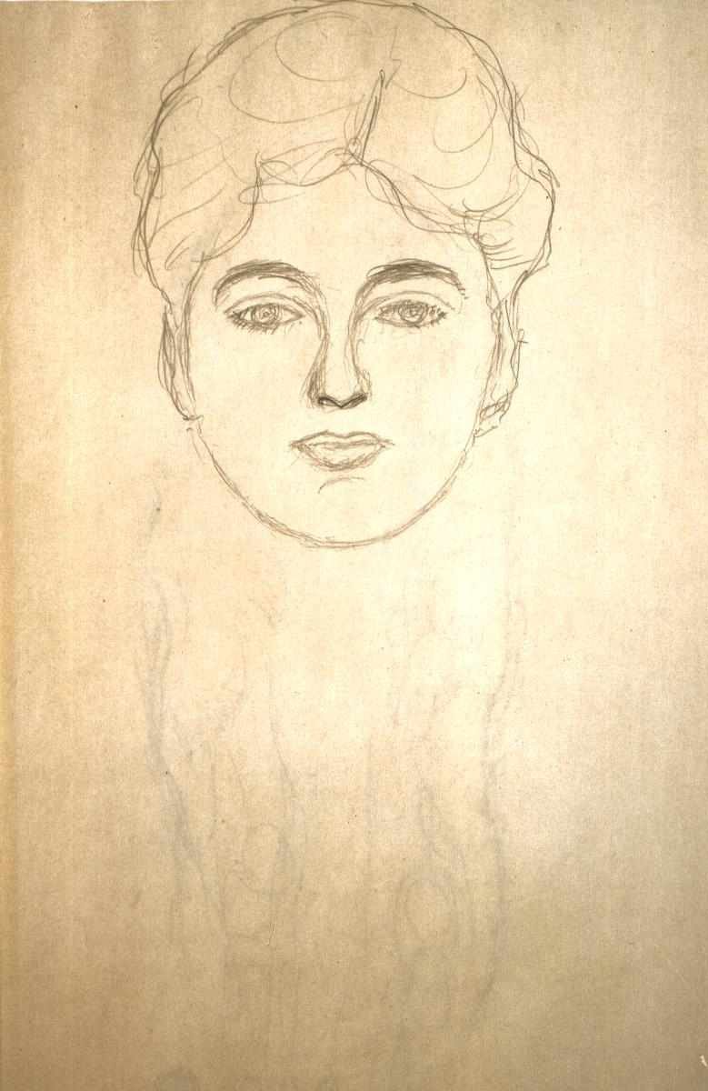 Kopfstudie von vorne av Gustav Klimt