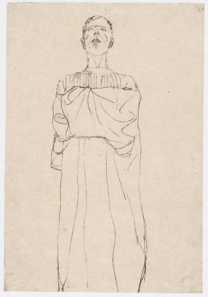 Man i en lång mantel framifrån av Gustav Klimt