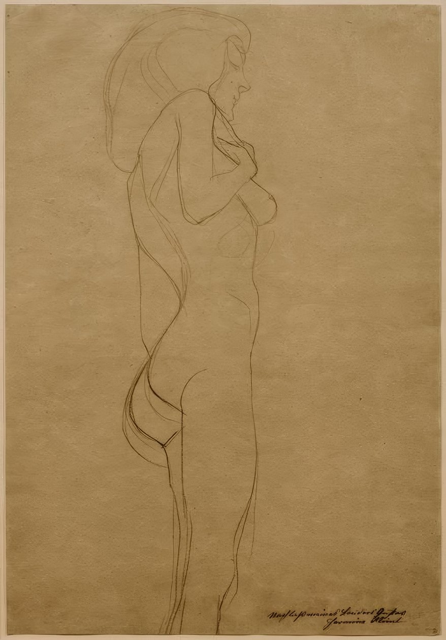 Stående kvinnlig naken till höger (studie) av Gustav Klimt