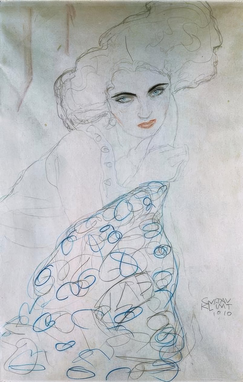 Studie av ett porträtt av en dam av Gustav Klimt