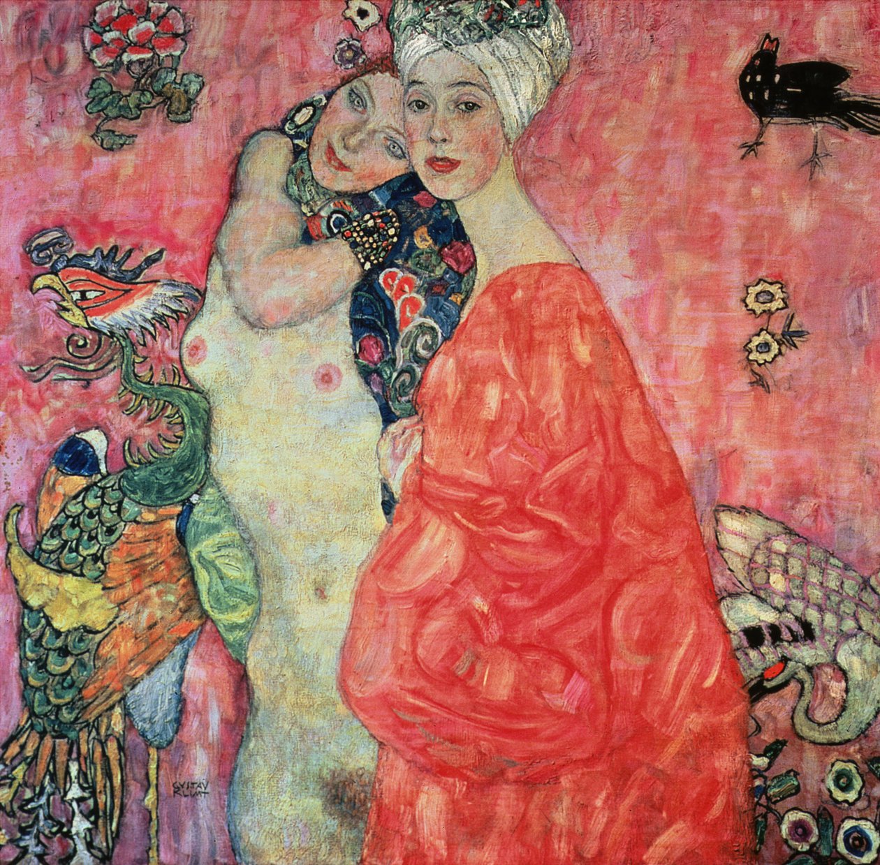 The Girlfriends, 1916-17 (förstördes 1945) av Gustav Klimt