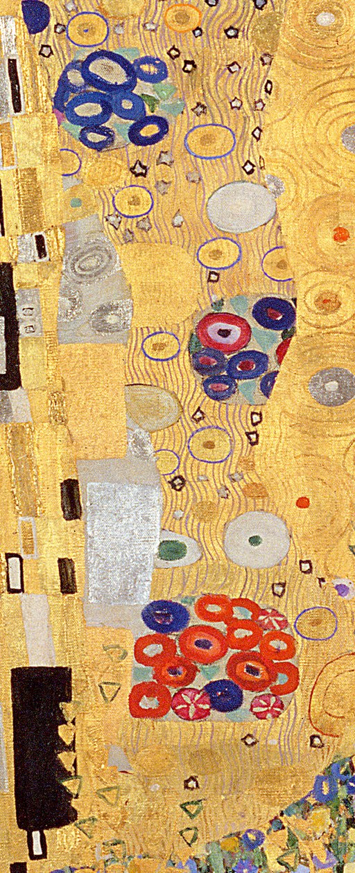 Kyssen, 1907-08 olja på duk detalj av 601 av Gustav Klimt