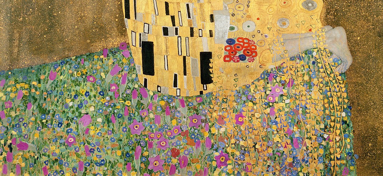 The Kiss, 1907-08 olja på duk detalj av 601 av Gustav Klimt