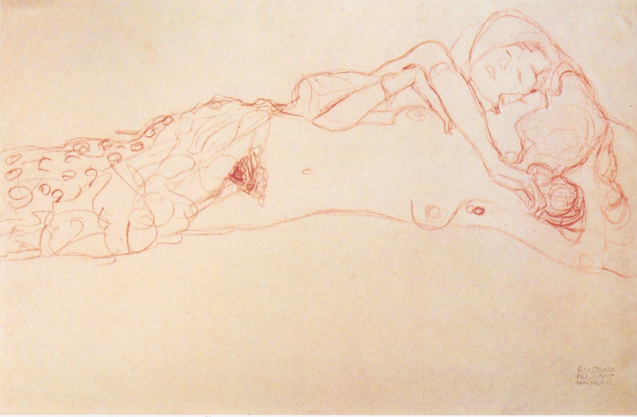 Zwei auf dem Rücken liegende Akte av Gustav Klimt
