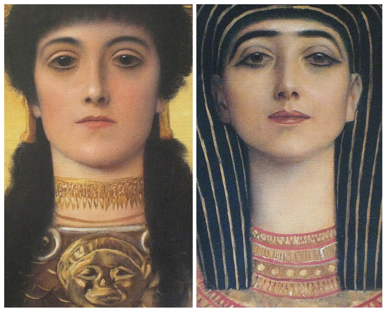 Ancient Greece and Ancient Egypt, detail heads of Athena and Isis  av Gustav Klimt