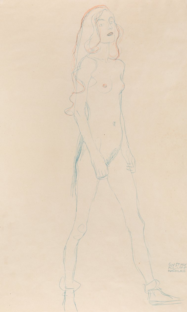 En naken ung flicka, ca. 1917. av Gustav Klimt
