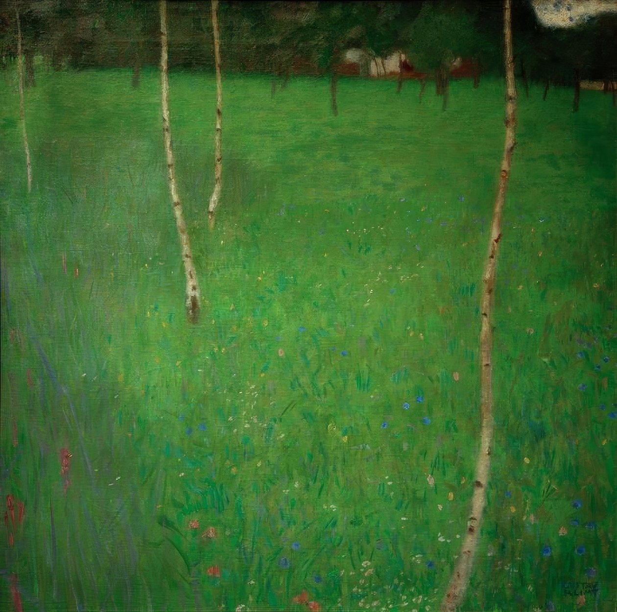 Bondgård med björkar av Gustav Klimt
