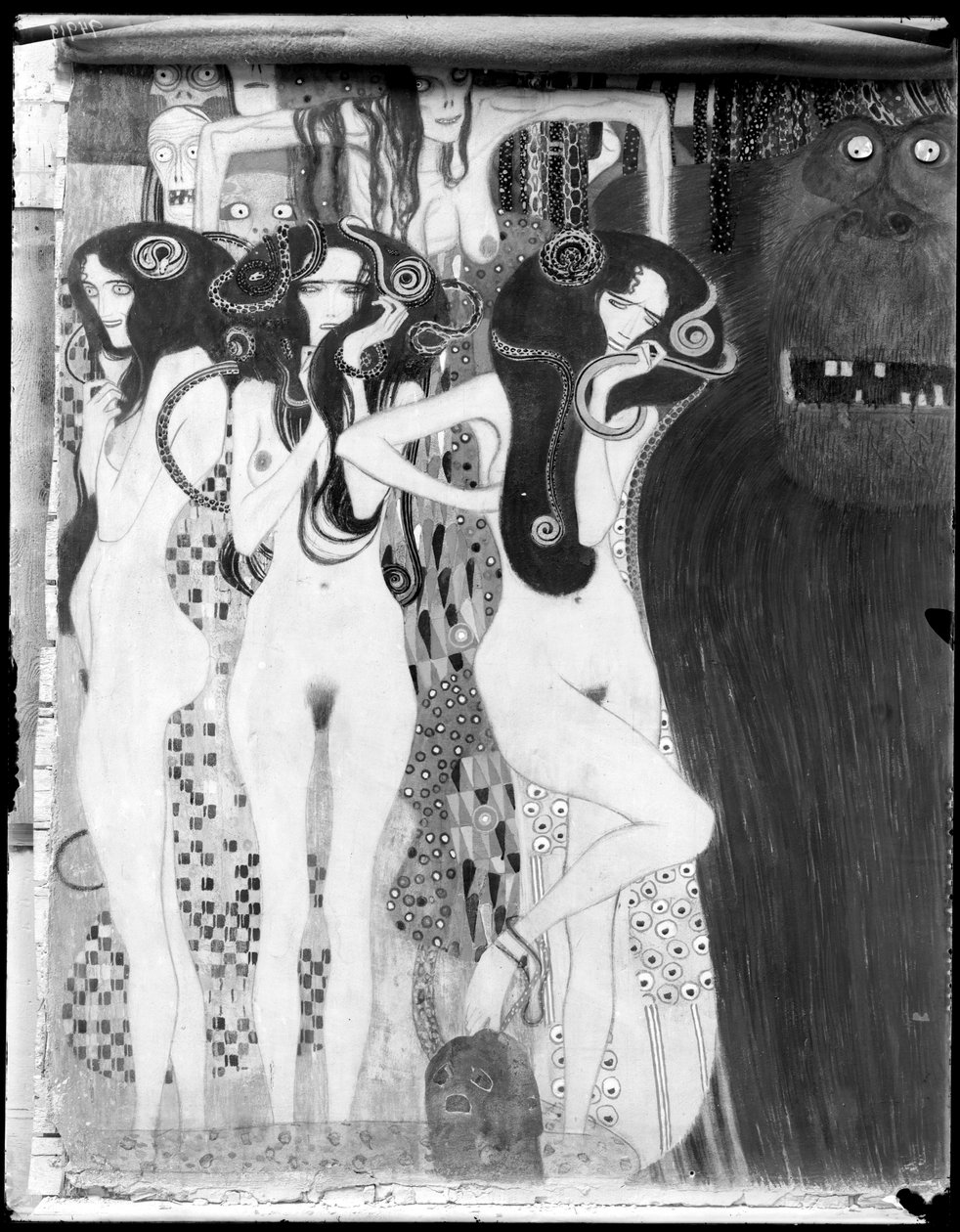 Beethoven-fris: detalj från "Die feindlichen Gewalten" av Gustav Klimt