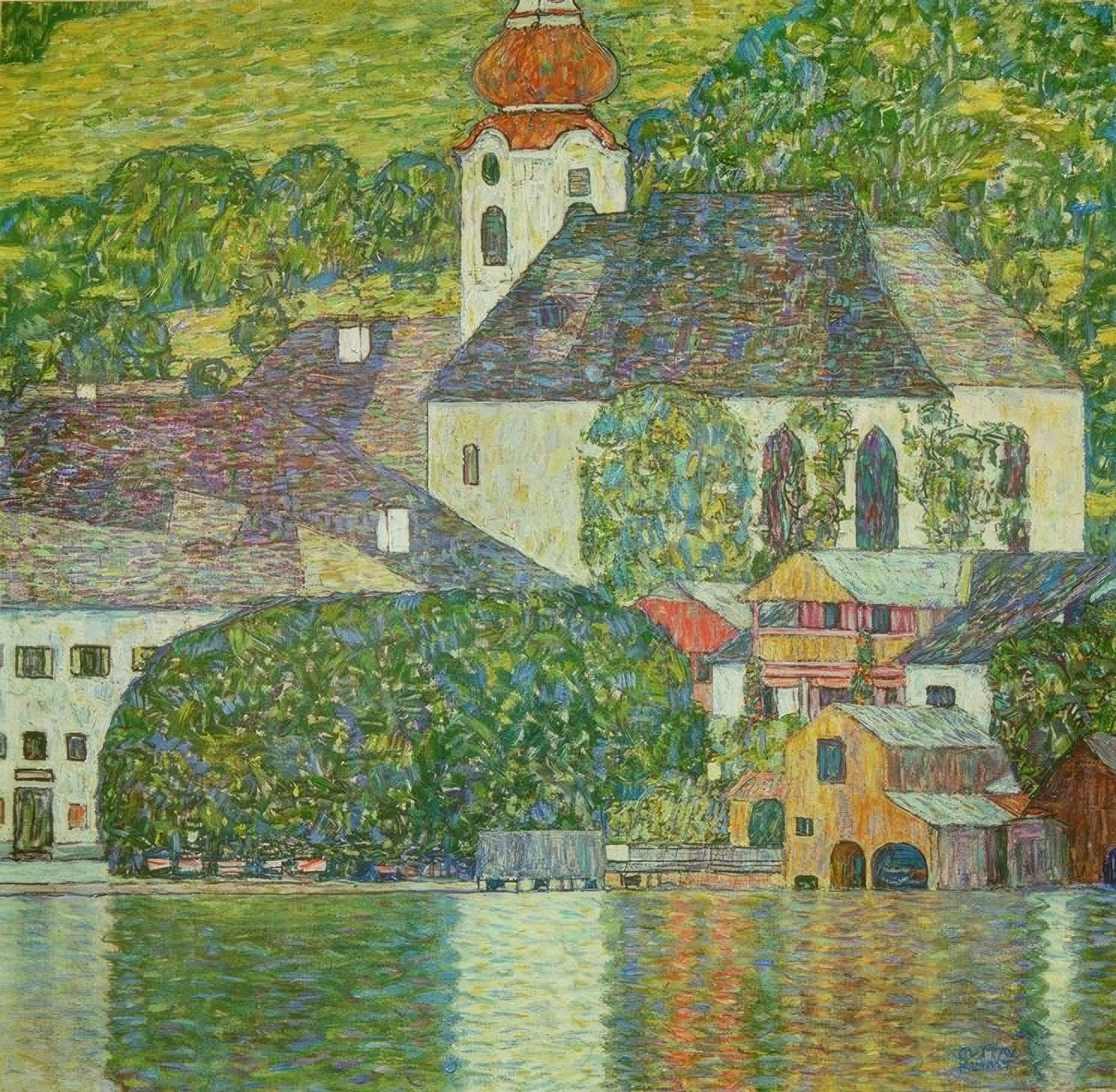 Kyrka i Unterach vid Attersee-sjön av Gustav Klimt