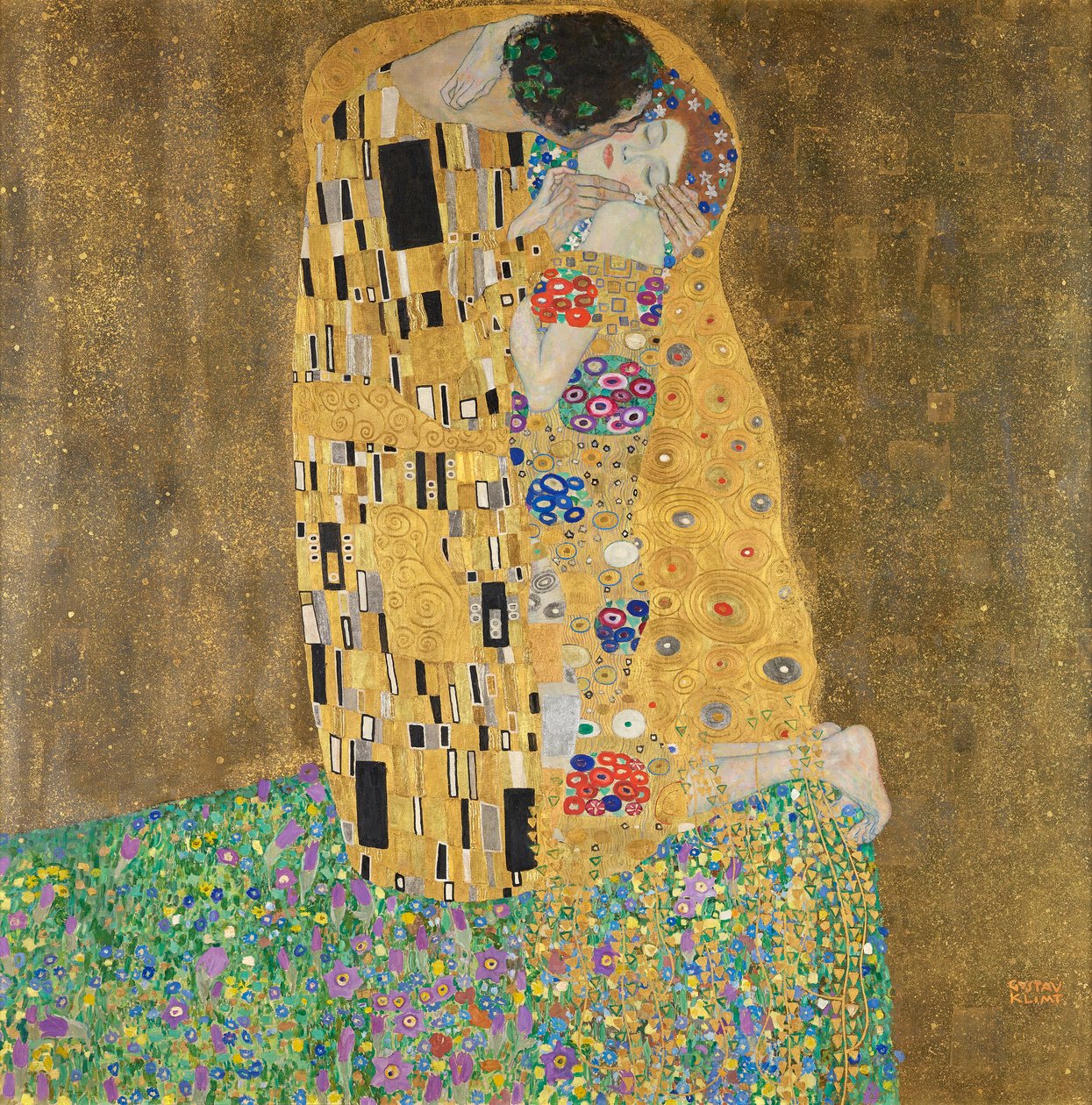 Kyssen (älskande par) av Gustav Klimt